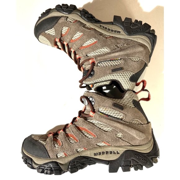 Merrell Womens Moab 2 Vent Hiking Boot Sz 5 Suede & Mesh Upper Vibram Sole Taupe - Picture 5 of 14
